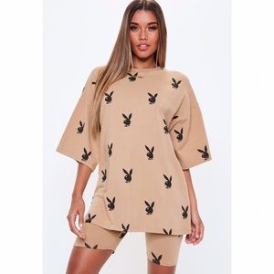 NWOT Missguided x Playboy T-Shirt & Bike Short Set